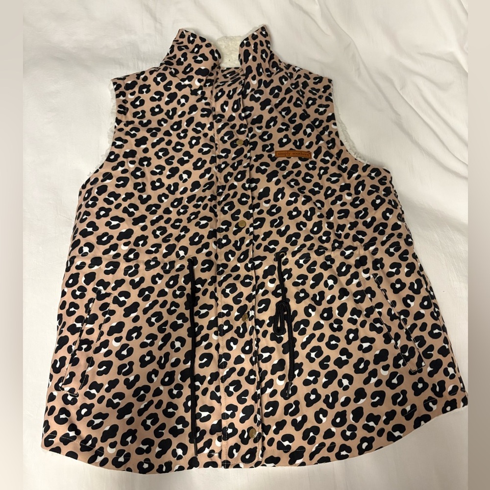 Simply Southern Leopard Print Sweater Vest - Pink and Black